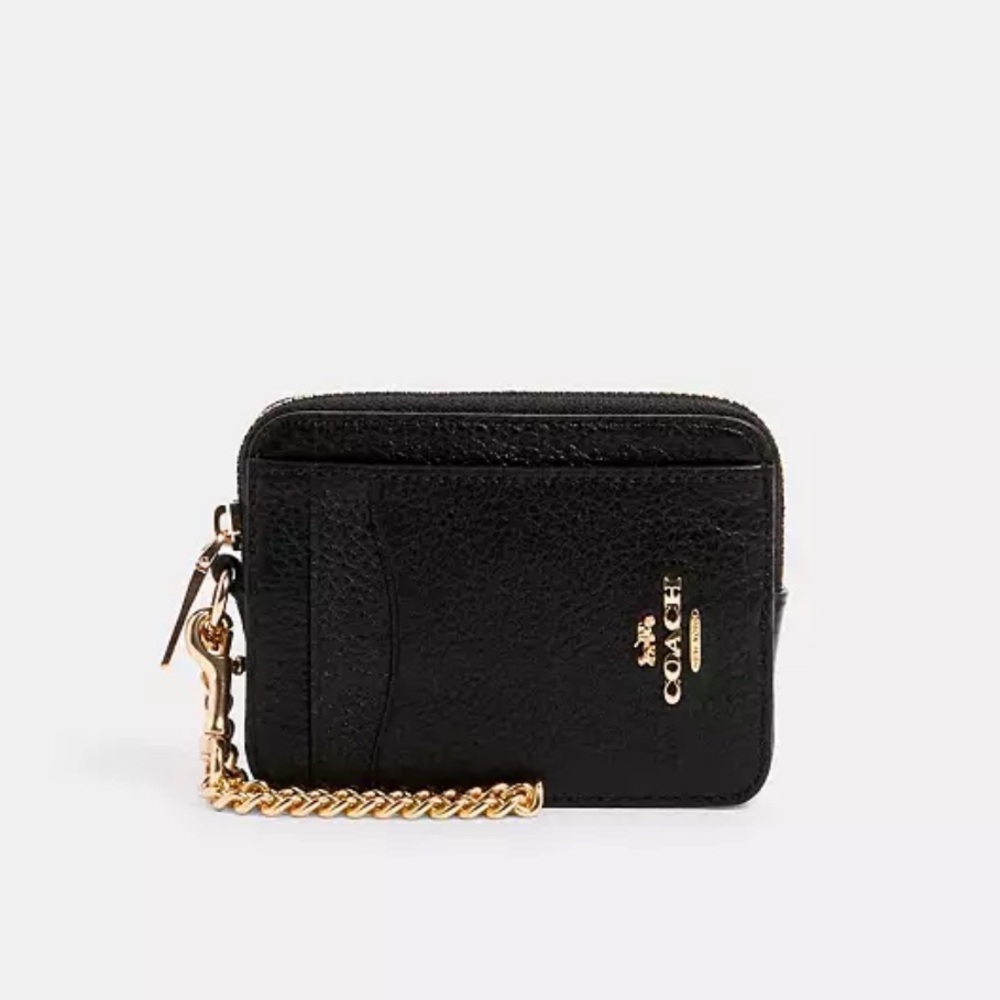 Coach Black/Gold Zip Card Case